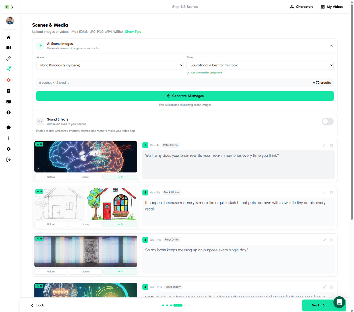 Autoclips background and media selection for adding gaming backgrounds and visual content to voice cloning videos