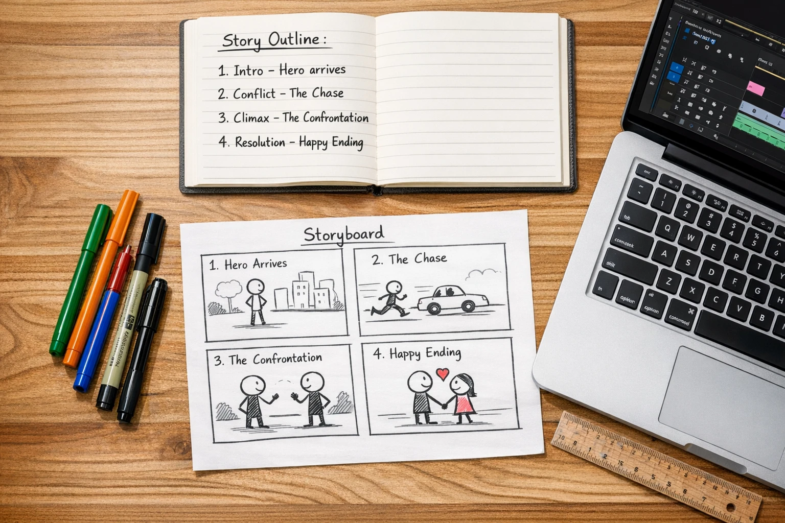 AI 3D animation process from text prompt to rendered cinematic video