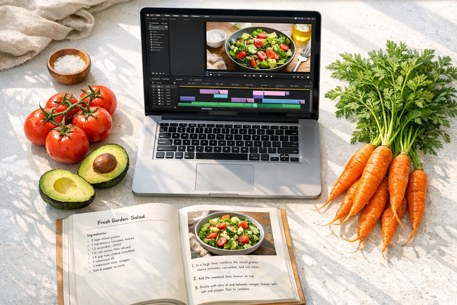Creating AI vegetable content with avocado, tomato, and carrot characters