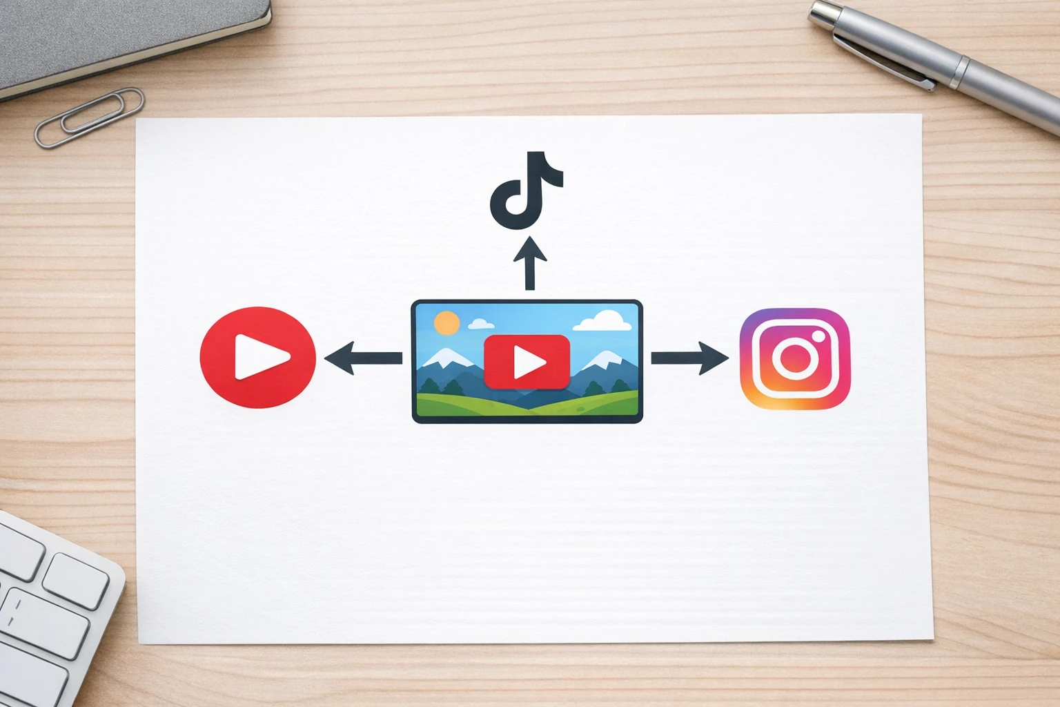 AI clips being auto-posted to multiple social media platforms including TikTok YouTube Shorts and Instagram Reels