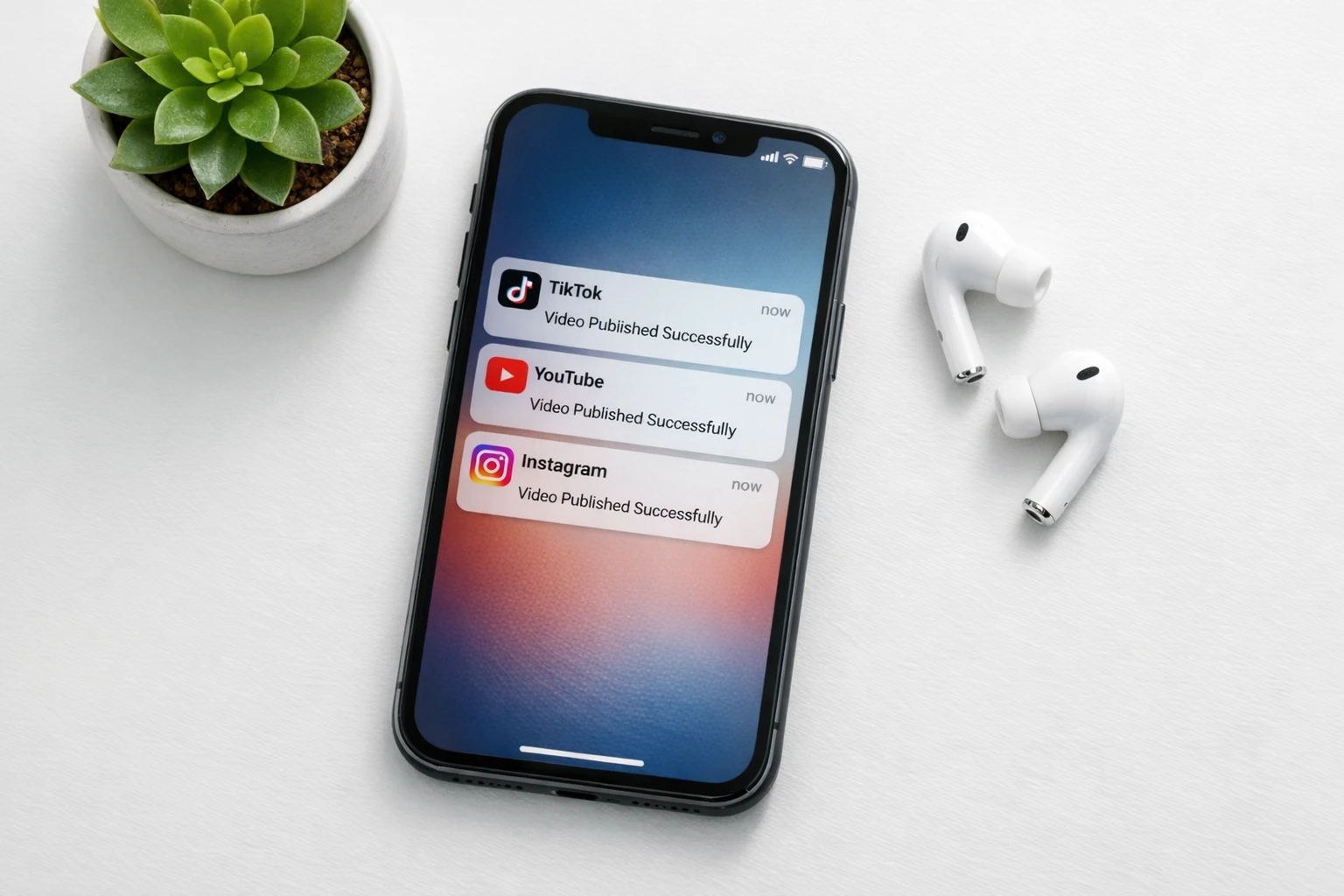 AI video content creator auto-posting to multiple social media platforms