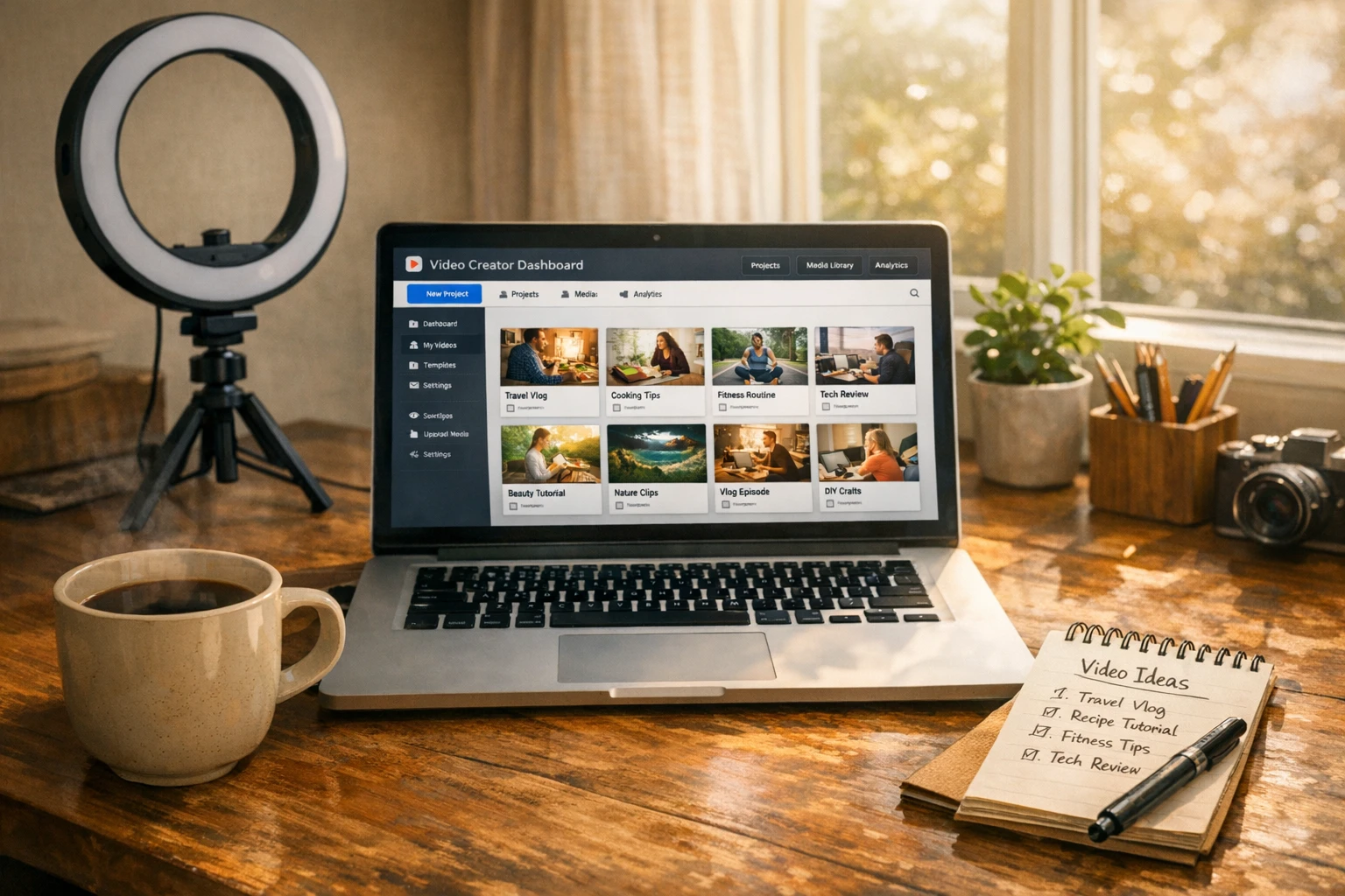 AI video content creator workspace showing automated video production