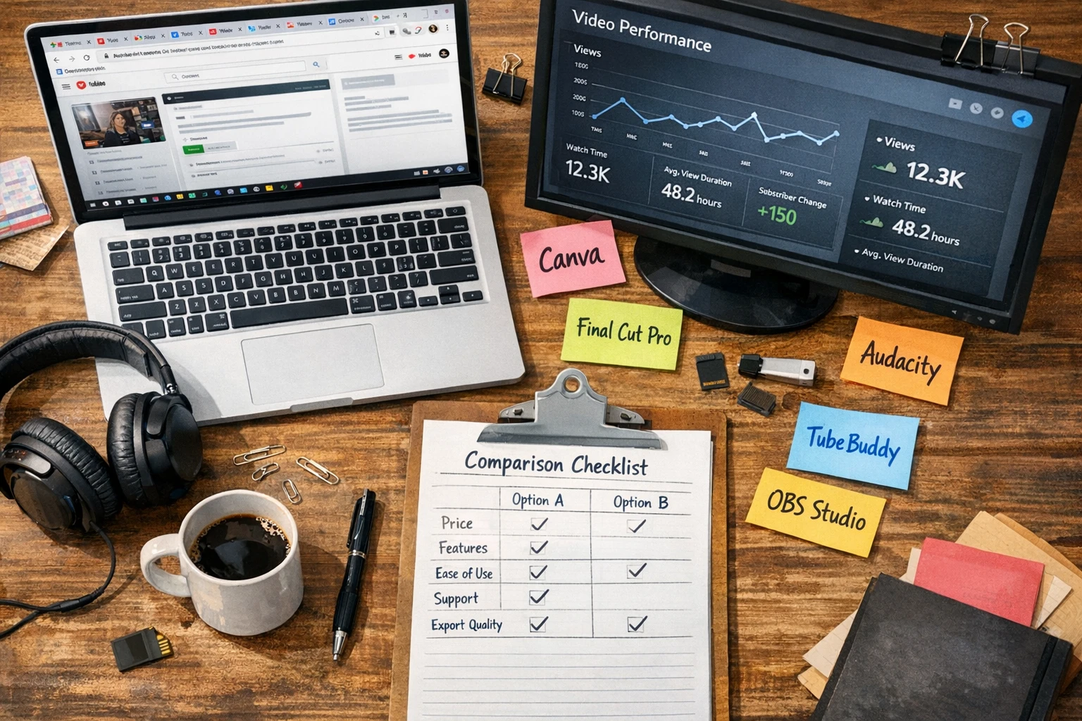 AI video tools comparison showing different platforms on a creator workspace