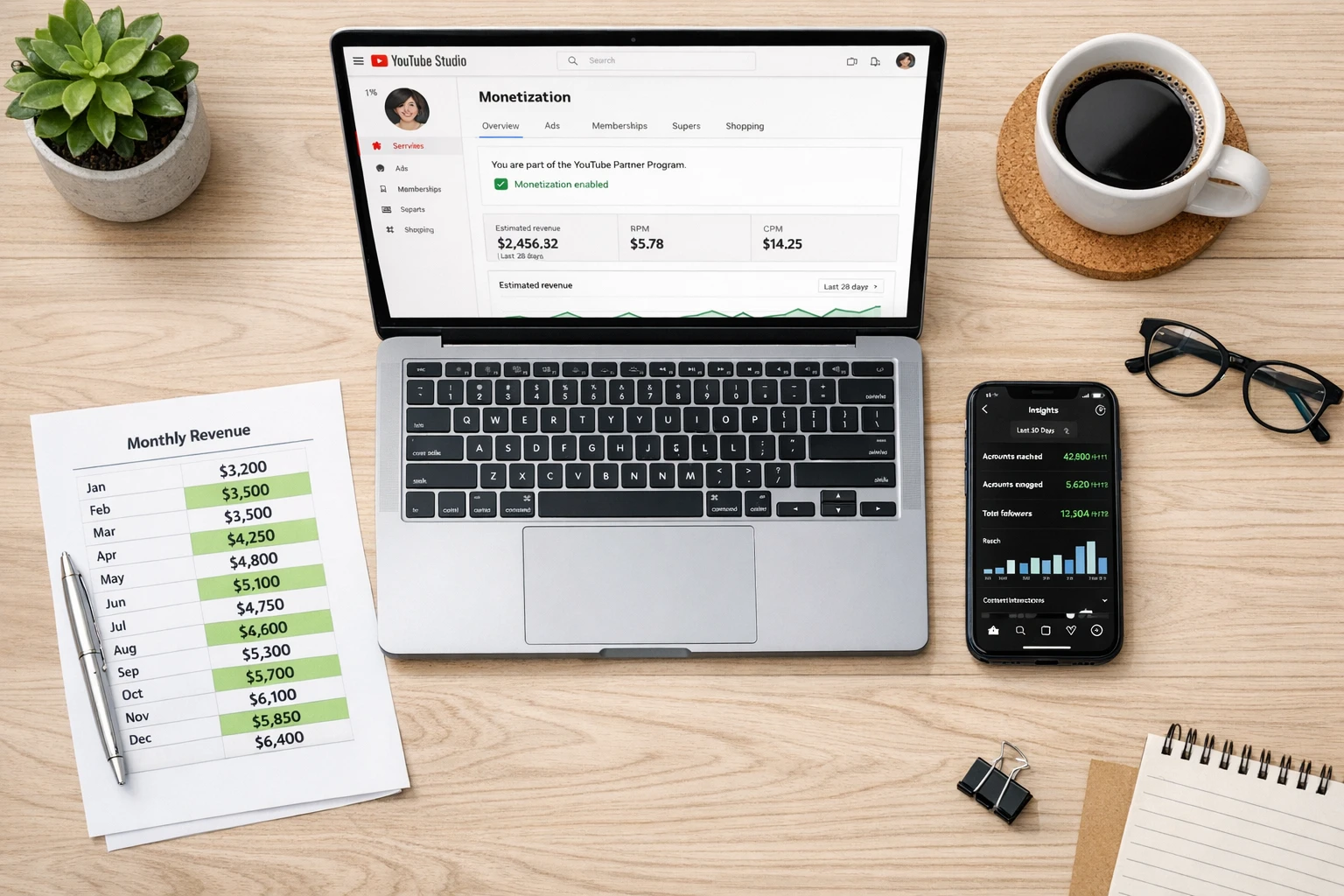 Character explainer video monetization showing revenue streams from TikTok, YouTube, and brand deals