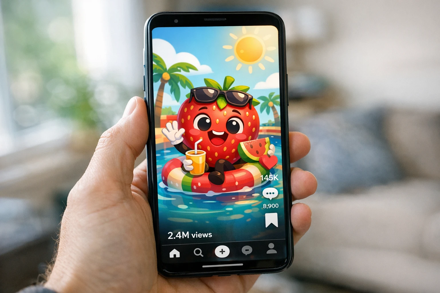 Finished fruit story videos for TikTok, YouTube, and Instagram created with an AI fruit story video maker