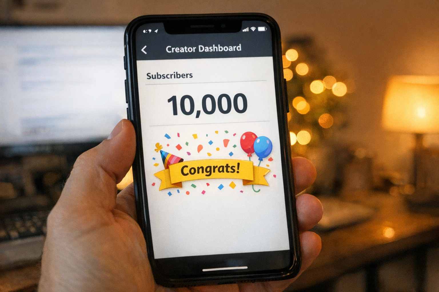Creator celebrating a subscriber milestone on a fruit story youtube channel