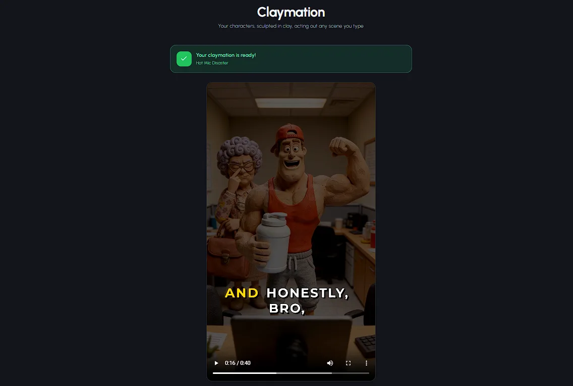 Finished clay animation video ready to download from the claymation maker online