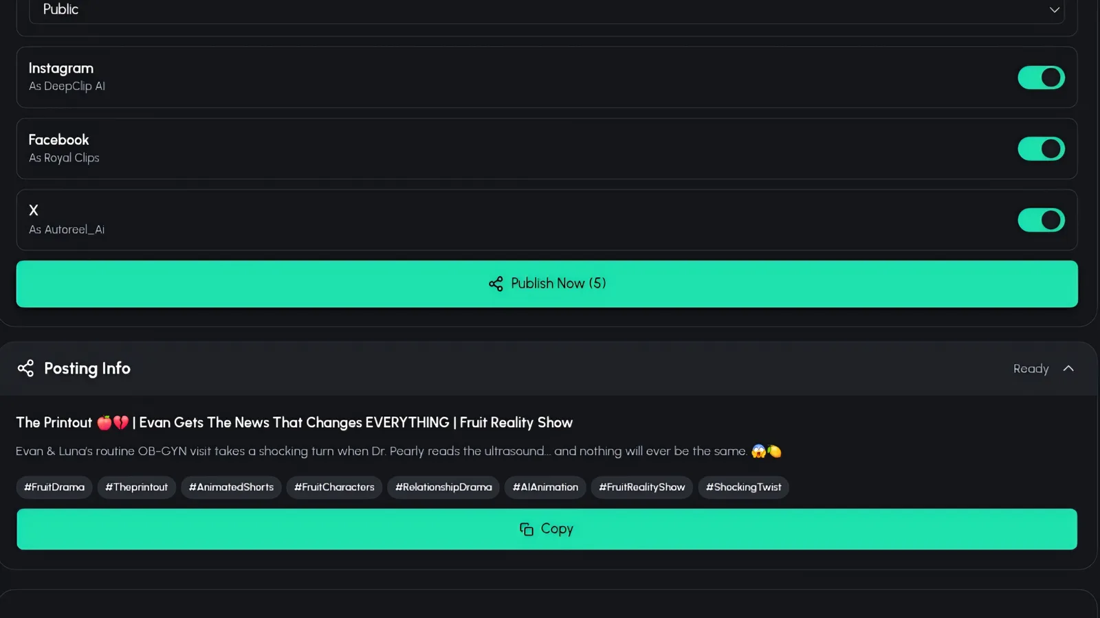 Ready-made SEO caption and keywords generated for a fruit story video