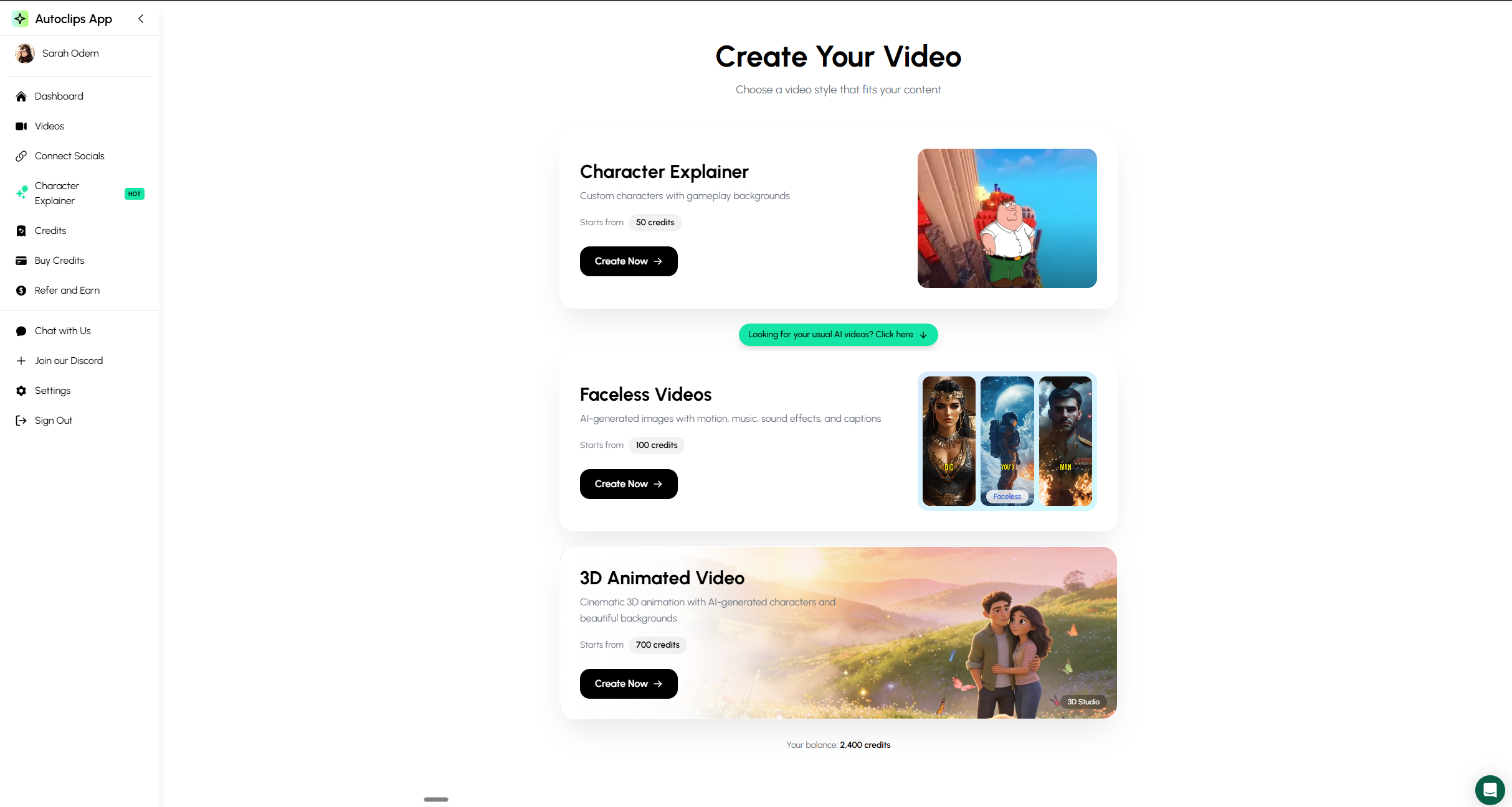 Autoclips platform for creating fruit AI TikTok videos